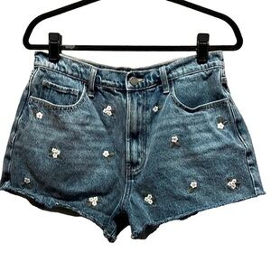 Simple Society Women’s Daisy Embroidered Cutoff Denim Shorts Size 30 or 11